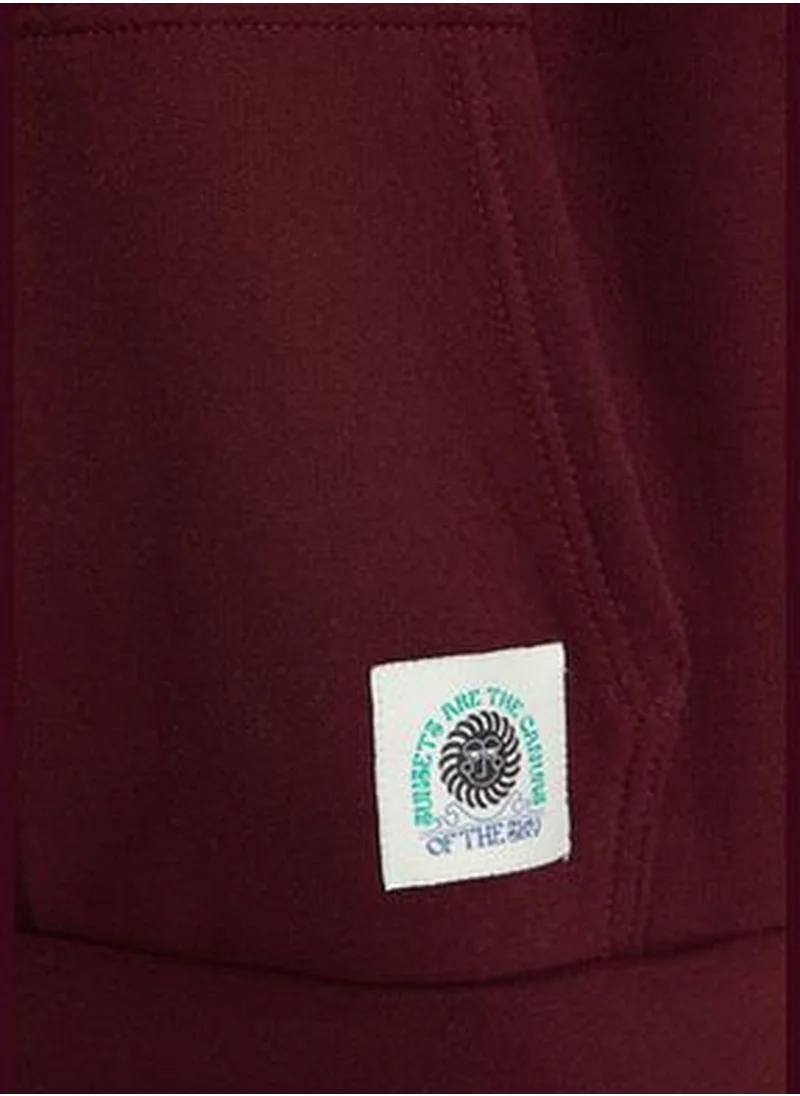 trendyol Brown Men's Oversize Mystical Printed Sweatshirt with a Soft Pile inner TMNAW24SW00150.