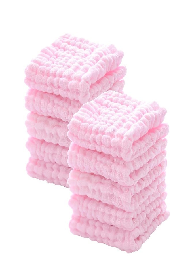 SEMITO Reusable Muslin Face Towels for Babies | Soft Cotton Washcloths & Napkins for Infants & Toddlers | Six Layer Muslin Cloth Extra Soft Hankies (3, Pink) - Image 3