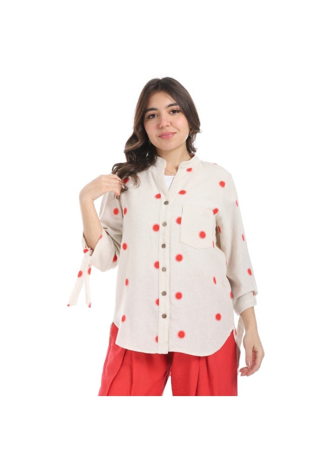Coctail 5740-shirt-beige*red  - Image 1