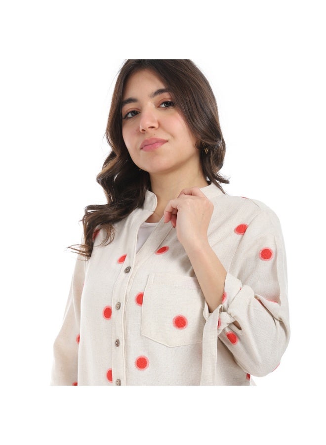 Coctail 5740-shirt-beige*red  - Image 4