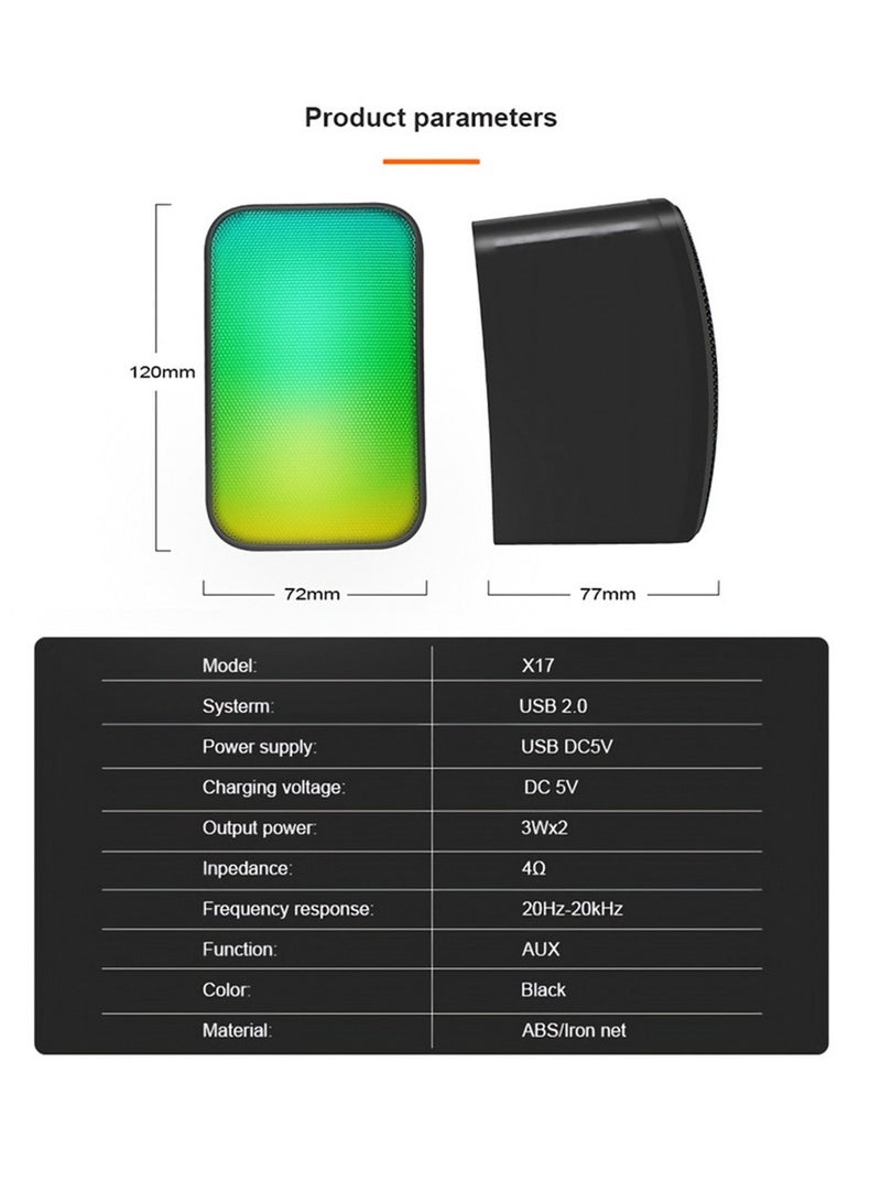 Kisonli Speaker Laptop/Komputer Gaming 2.0 RGB Lights X17 - Image 3