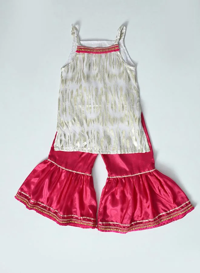 BELLA MODA Strappy Shiny Top & Tiered Sharara Co-Ords Set by Styli