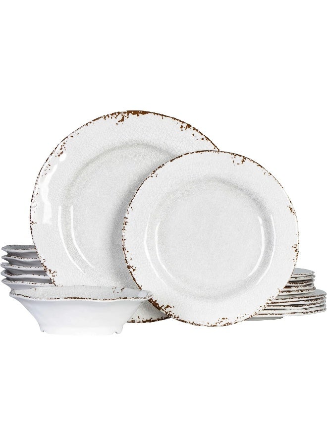 ZAROCRUS Vintage Melamine Dinnerware Sets 18 Piece Lightweight and Unbreakable Outdoor Plates and Bowls Set - Image 1