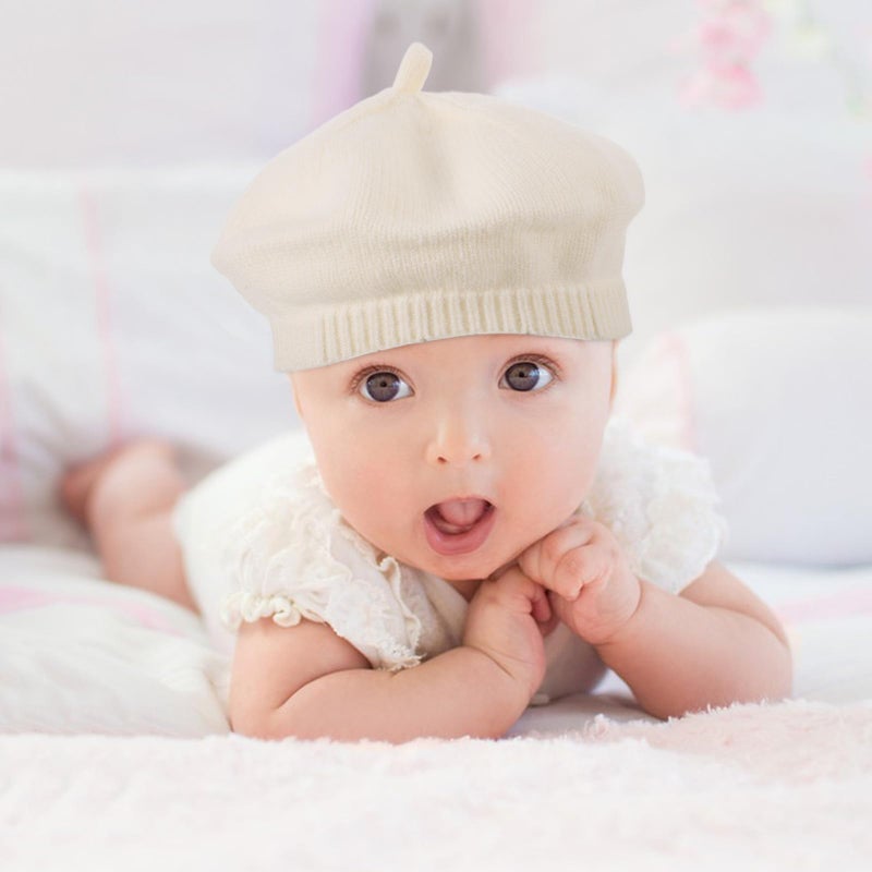 Knitted Baby Beret Hat Cream White 6 30 Months All Seasons 44 49cm Head Circumference - Image 5