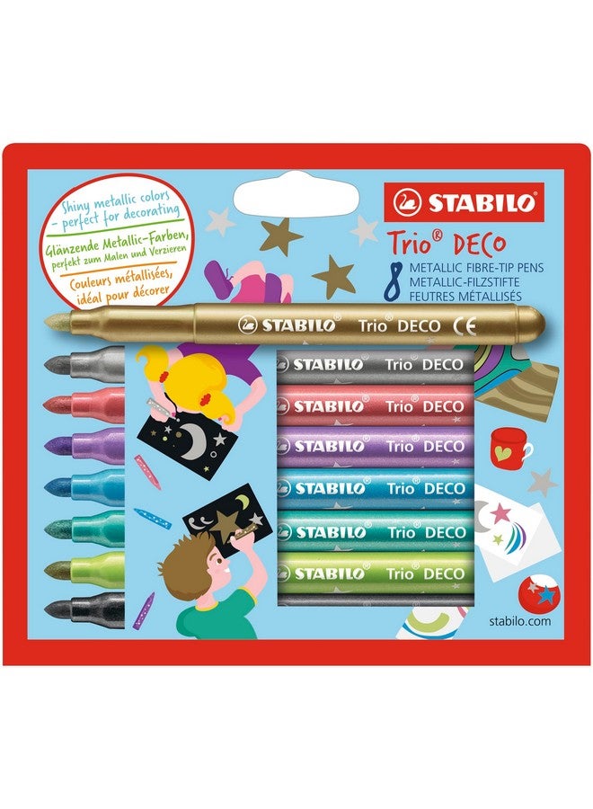 STABILO STABILO Trio Deco - Metallic Felt -Tip Pen - Wallet of 8 assorted colours  - Image 1