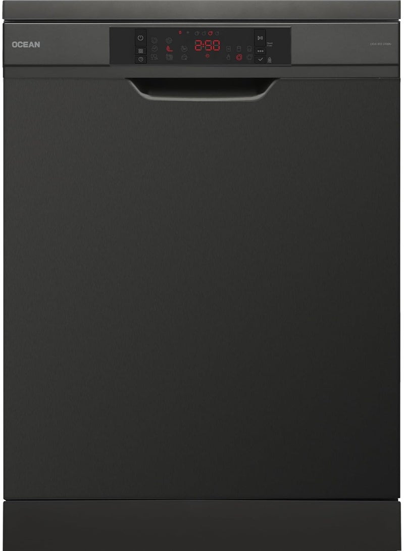 Ocean Dishwasher, 8 Programs, 13 Place Settings, LED Display, Foldable Racks, black - ODA 813 VXBN - Image 1