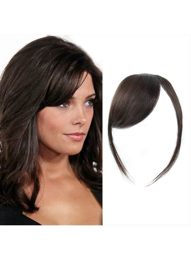 DSOAR Clip in Bangs Thick Side Bang Real Human Hair Bang Natural Clip on Side Bangs Straight Fringe Hair Extensions(Dark Brown,with Temples) - Image 1
