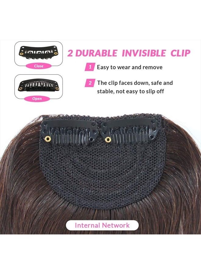 DSOAR Clip in Bangs Thick Side Bang Real Human Hair Bang Natural Clip on Side Bangs Straight Fringe Hair Extensions(Dark Brown,with Temples) - Image 5