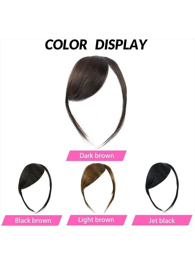 DSOAR Clip in Bangs Thick Side Bang Real Human Hair Bang Natural Clip on Side Bangs Straight Fringe Hair Extensions(Dark Brown,with Temples) - Image 4