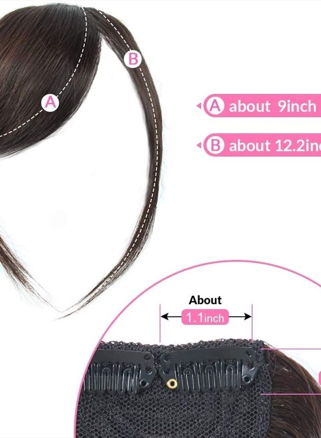 DSOAR Clip in Bangs Thick Side Bang Real Human Hair Bang Natural Clip on Side Bangs Straight Fringe Hair Extensions(Dark Brown,with Temples) - Image 2