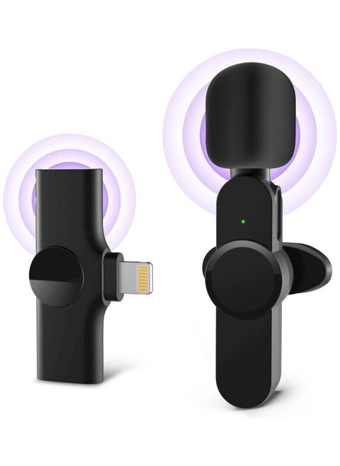 Wireless Lapel Lavalier Microphone for iPhone iPad Recording YouTube Facebook Live Stream Vlog, Auto-Sync Wireless Mic with 2 Clips