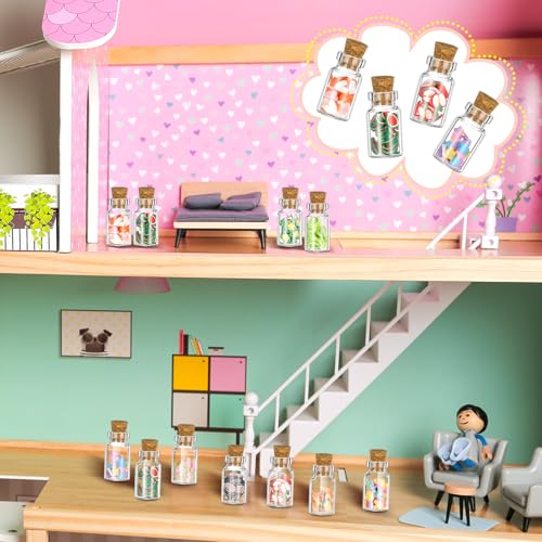 Sumind 50 Pieces Cute Miniature Dollhouse Food Jar Glass Bottle 1:12 Mini Fruit Simulation Scene Candy Snack Model Party Doll House Kitchen Decoration for Dollhouse - Image 5