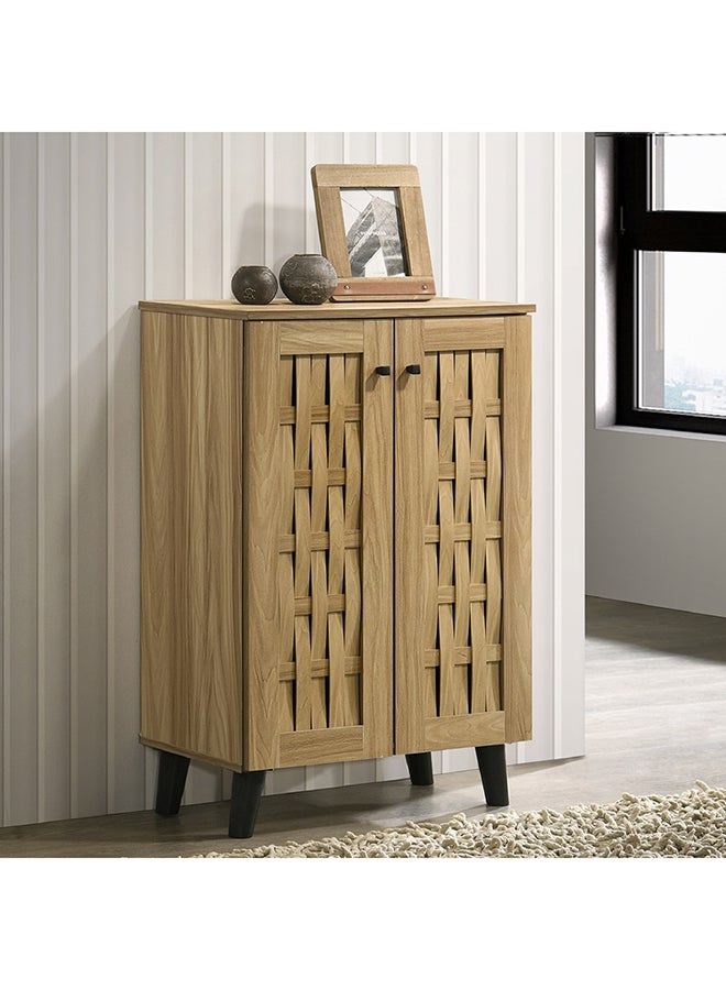 Home Box Home Box Verona 12-Pair Shoe Engineereing Wood Cabinet with 2 Doors Brown 60 x 91 x 32 cm - Image 1