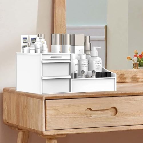 FABSKIN Cosmetic Organizer Box Drawers Storage Plastic Stationary Box | Make Up Organiser for Women White - Image 3