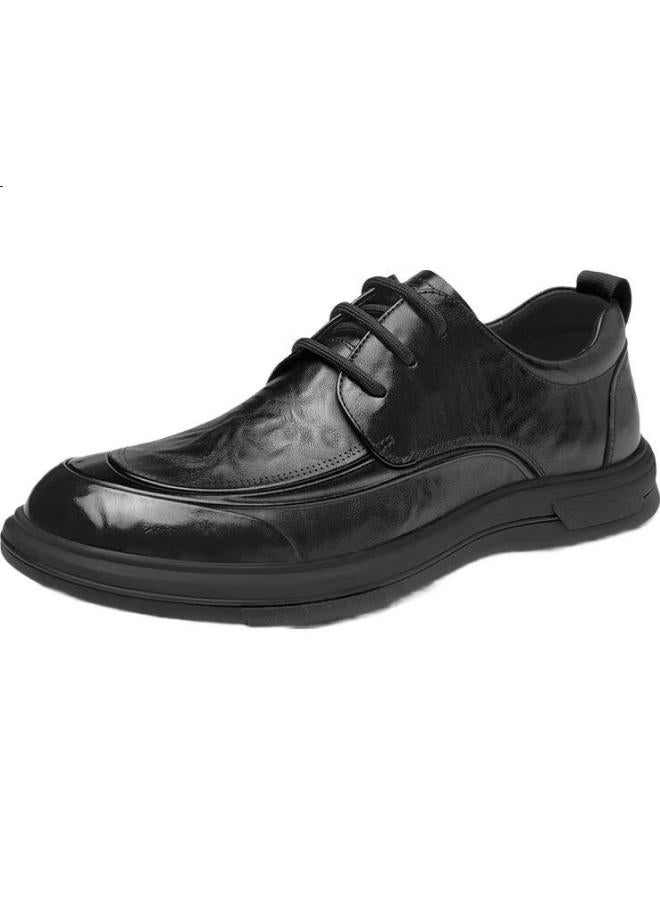Septwolves Wolves Men'S Shoes Fashion Top Layer Leather Shoes Bright Surface Soft Sole Business Formal Shoes W8343030803 Black 39 - Image 3