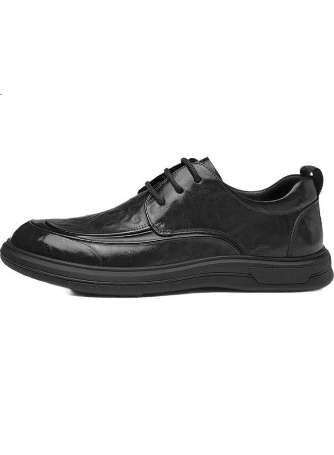 Septwolves Wolves Men'S Shoes Fashion Top Layer Leather Shoes Bright Surface Soft Sole Business Formal Shoes W8343030803 Black 39 - Image 2