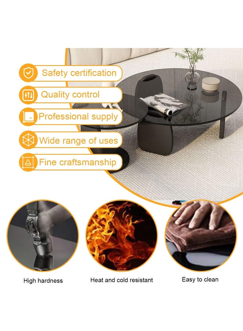 WALALLA Nesting Coffee Table Set of 2,Round Coffee Table Glass Top, Temperred Glass Accent Coffee Table with Wood Frame, Modern Simple Circle End Table Center Table, Small Sofa Side Table ffor Living Room,Home Small Space Easy to Assemble - Image 3