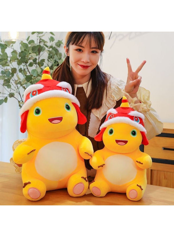 Genuine Lion Dance Cheap Milk Dragon Doll Dragon Year Mascot Plush Toy Cute Dinosaur Doll Children Super Cute Style-Color:Jilong Gao Zhao Cute Milk Dragon (Yellow Hat)-Height:50CM Dragon Year Doll [Special Cute [Best Selling