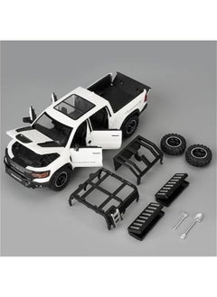 OCTOBER Dodge Ram Mammoth Pick-Up Truck Model Car, Zinc Alloy Pull Back Toy car with Sound and Light for Kids Boy Girl Gift(White)  - Image 4