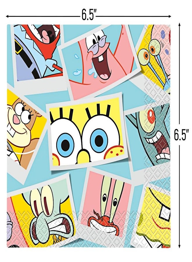 Unique SpongeBob SquarePants Multicolor Luncheon Napkins (Pack of 16) - Disposable Paper Material - Perfect for Kids Themed Parties & Events - Image 3