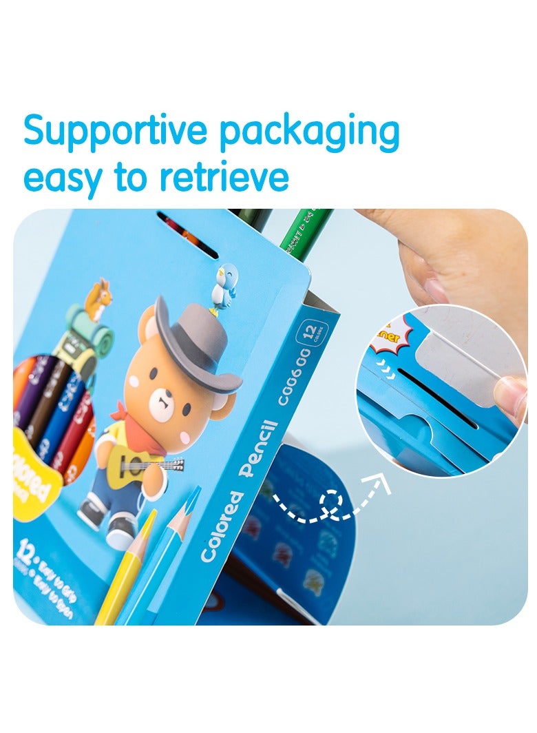 Deli EC00600 COLOR KIDS Jumbo Colored Pencils, 12 Colors, 5mm Lead, Pre-Sharpened, Triangular Barrel for Kids - Image 5