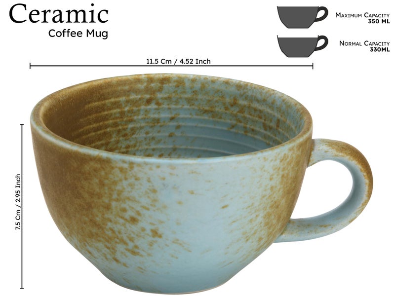 Bodhi House Ceramic Soup and Coffee Wide Large Mug with Handle - Set of 1, 350 Ml Matte Finish | Microwave Safe | for Maggi, Cappuccino, Latte, Green Tea - Light Blue - Image 3