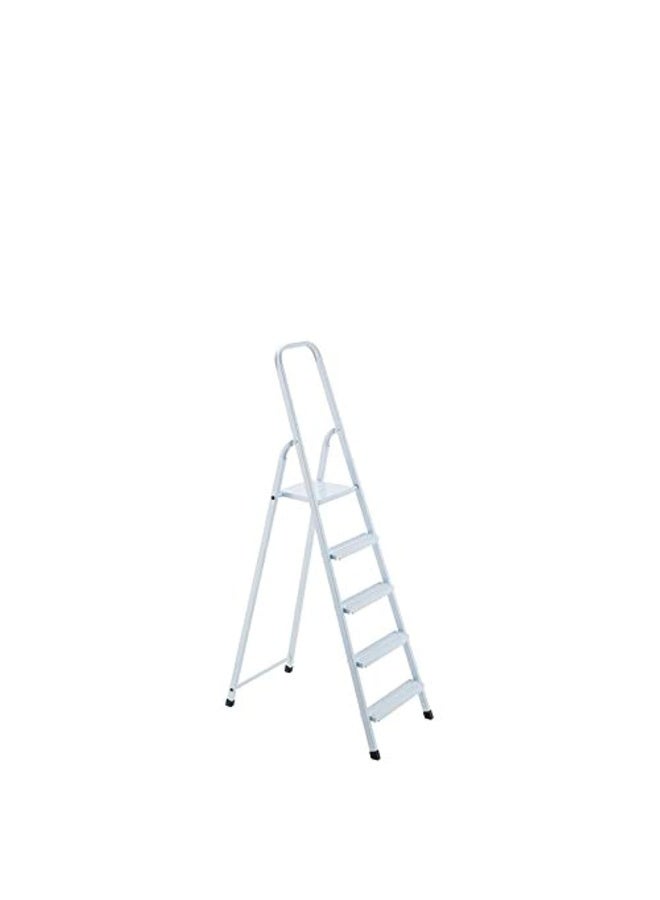 5 Steps Steel Ladder - White  - Image 1