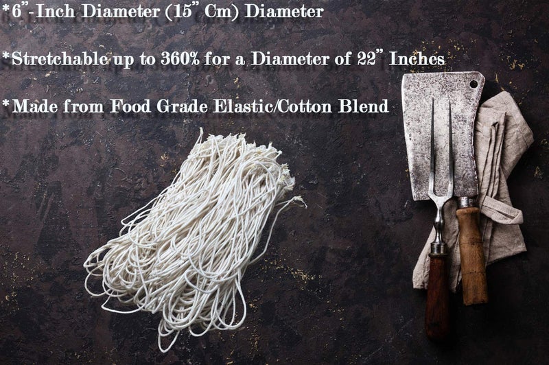 Butchers Code Rotisserie Elastic and Cotton Blend - Stretchy Twine - Food Grade - Heat Safe - Cooking Ties - Poultry Loops - 50 Pack  - Image 3