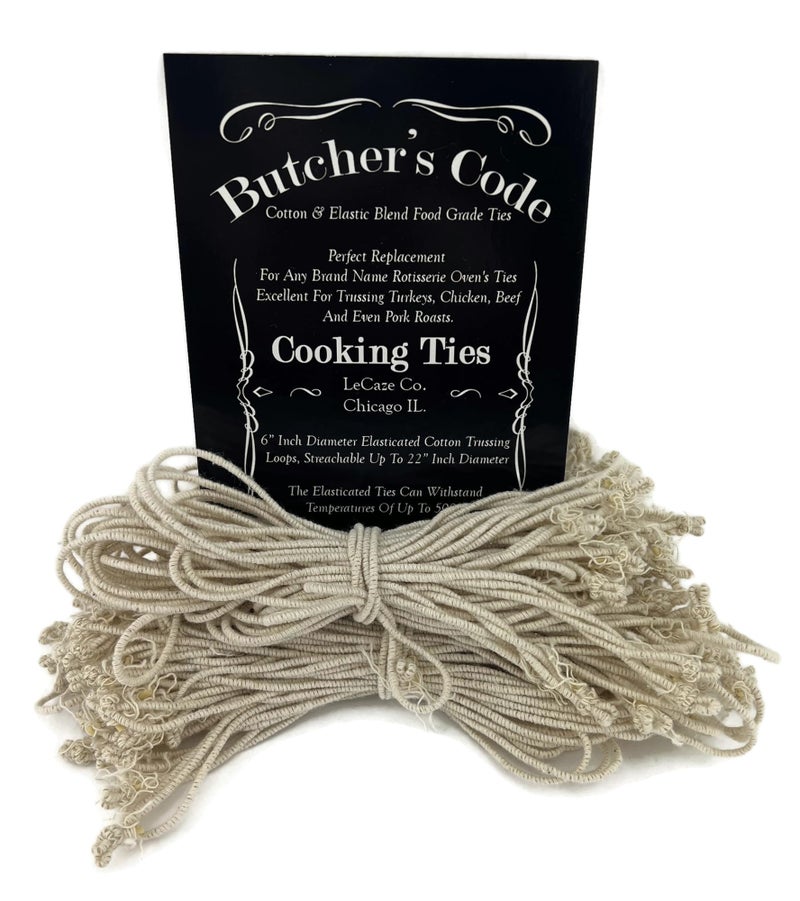 Butchers Code Rotisserie Elastic and Cotton Blend - Stretchy Twine - Food Grade - Heat Safe - Cooking Ties - Poultry Loops - 50 Pack  - Image 1