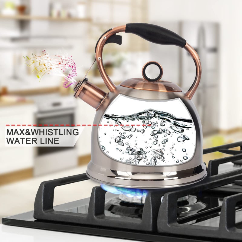 LUXGRACE Whistling Stovetop Tea Kettle Food Grade Stainless Steel, Hot Water Fast to Boil for Stove Top-3.0Q - Image 3
