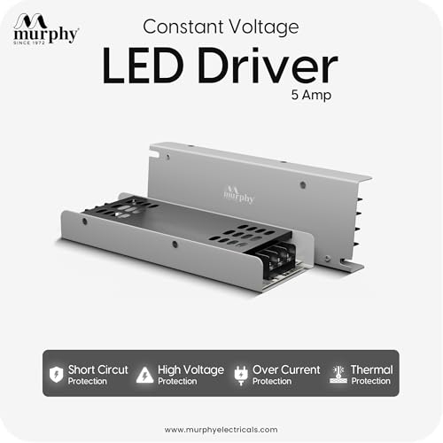 Murphy 5A 12V DC LED Driver (SMPS) | Constant Voltage Power Supply for Indoor LED Strip Lights | Aluminium Body | BIS Approved | Pack of 4 (1-Year Warranty) - Image 2