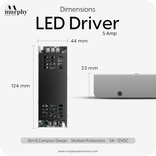 Murphy 5A 12V DC LED Driver (SMPS) | Constant Voltage Power Supply for Indoor LED Strip Lights | Aluminium Body | BIS Approved | Pack of 4 (1-Year Warranty) - Image 3