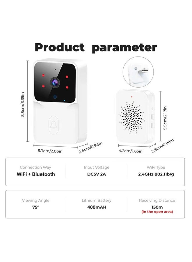 Smart Video Wireless Camera Doorbell, Wireless Remote Video Doorbell Intelligent Visual Doorbell Surveillance, Video, HD Night Vision Home Smart Security Doorbell Two-Way Calls Camera, Easy Installa - Image 2