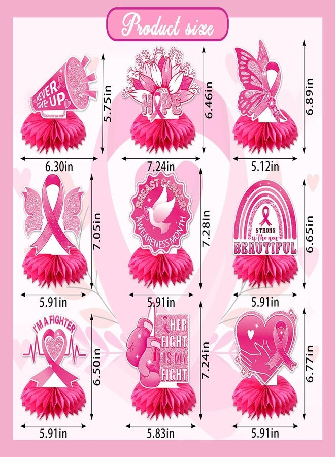 Glodecart 9PCS Breast Cancer Awareness Honeycomb Table Centerpiece for Home, Fight Cancer Theme Pink Ribbon Breast Cancer Table Topper Centerpiece Decorations for Table Decor Charity Party Supplies - Image 3