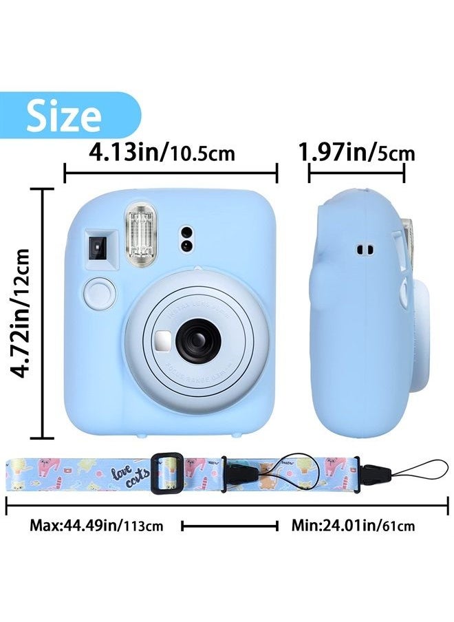 Aenllosi Silicon Protective Cover Suitable for Fujifilm Instax Mini 12 Camera with Shoulder Strap(Pastel Blue,Case Only)  - Image 5