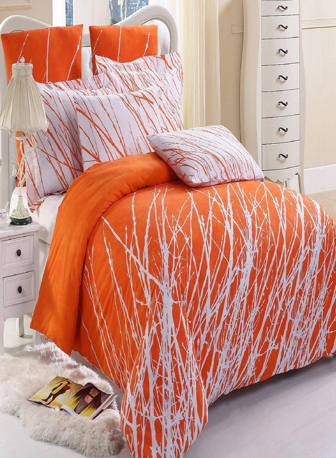 Swanson Beddings Tree 3pc 100% Cotton Duvet Cover and Two Pillow Shams (Orange, Queen) - Image 2
