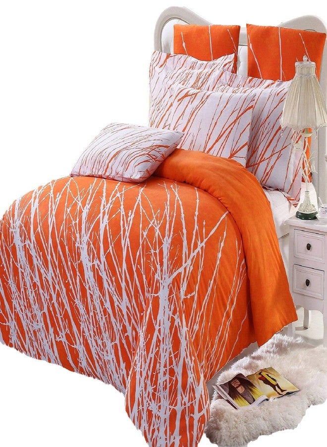 Swanson Beddings Tree 3pc 100% Cotton Duvet Cover and Two Pillow Shams (Orange, Queen) - Image 1