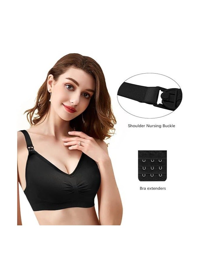 Nursing Bra 5 Pack Womens Maternity Breastfeeding Bra Seamless Wireless Sleep Bra with Bra Extenders  - Image 3