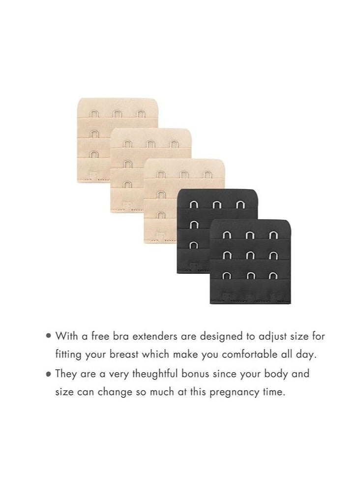 Nursing Bra 5 Pack Womens Maternity Breastfeeding Bra Seamless Wireless Sleep Bra with Bra Extenders  - Image 5