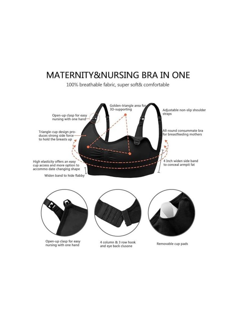 Nursing Bra 5 Pack Womens Maternity Breastfeeding Bra Seamless Wireless Sleep Bra with Bra Extenders - Image 2