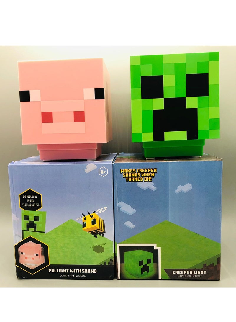 ماين كرافت مصباح ليلي على شكل خنزير من ماين كرافت، هدية ديكور منزلي للأطفال، شحن يو إس بي، بات لايت - Image 3