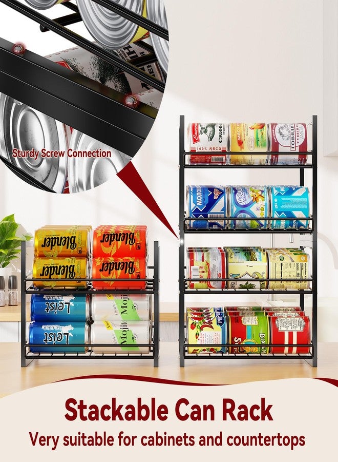 MWQ 2-Tier Can Organizer Holder, Stackable Can Dispenser Holds Up to 60 Cans for Pantry, Kitchen, Canned Food Storage Rack for Various Canned Food Drinks, Black, 2 Pack - Image 5