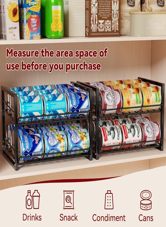MWQ 2-Tier Can Organizer Holder, Stackable Can Dispenser Holds Up to 60 Cans for Pantry, Kitchen, Canned Food Storage Rack for Various Canned Food Drinks, Black, 2 Pack - Image 4