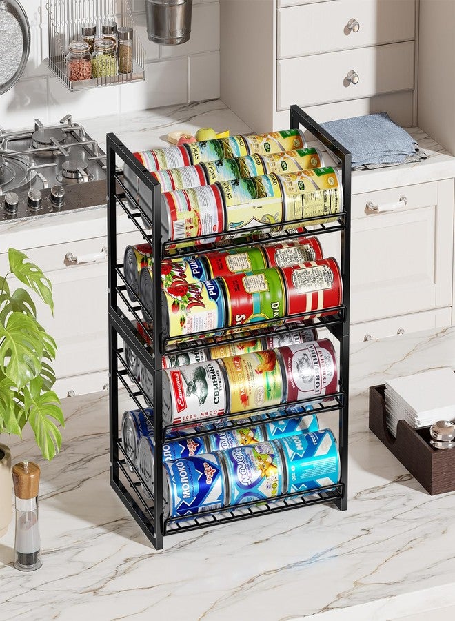MWQ 2-Tier Can Organizer Holder, Stackable Can Dispenser Holds Up to 60 Cans for Pantry, Kitchen, Canned Food Storage Rack for Various Canned Food Drinks, Black, 2 Pack - Image 2