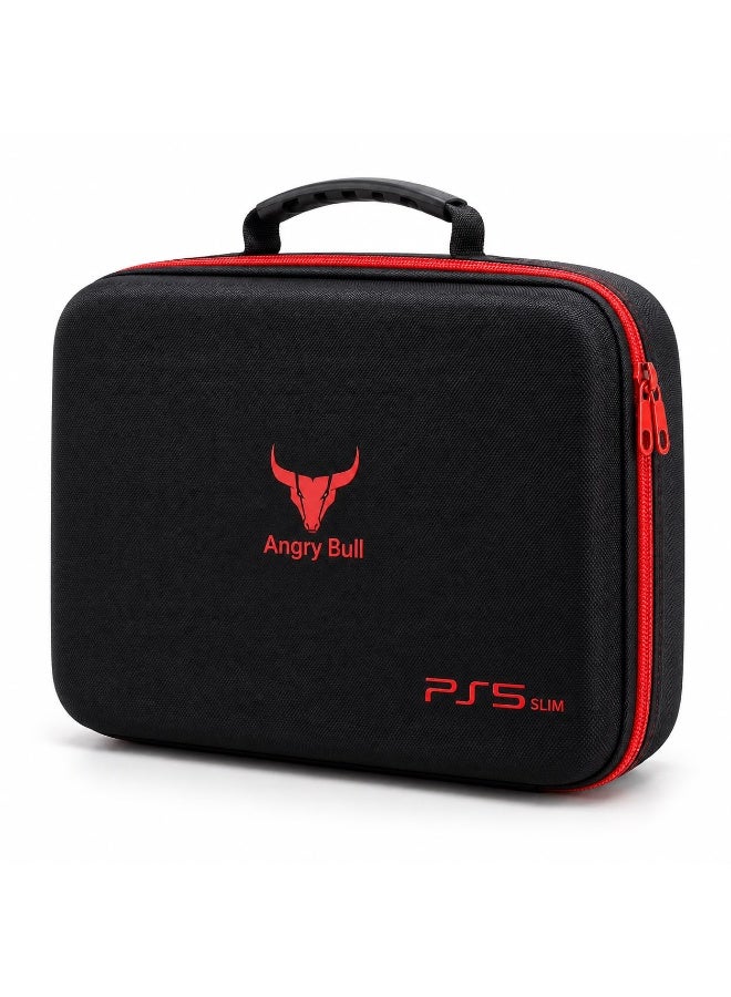 Angry Bull Hard Shell Travel Carrying Case for PS5 Slim Console, Controller & Accessories - Black/Red - Image 4