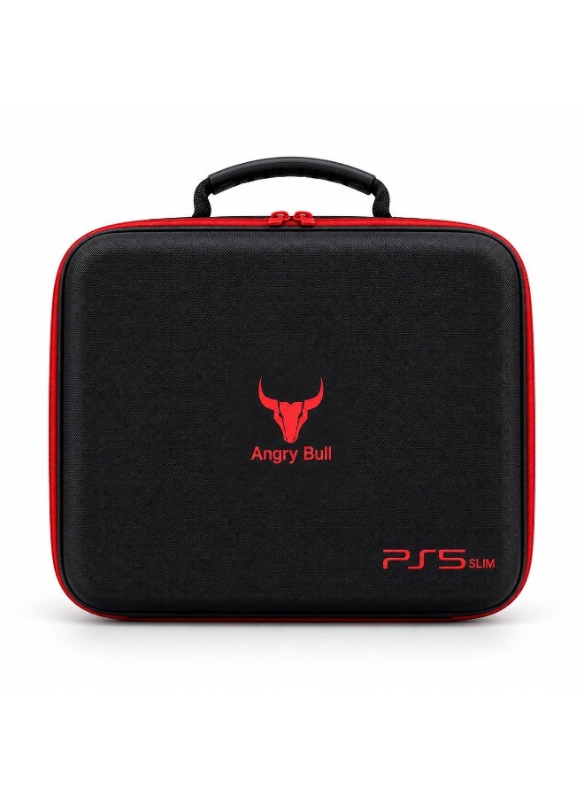 Angry Bull Hard Shell Travel Carrying Case for PS5 Slim Console, Controller & Accessories - Black/Red - Image 2
