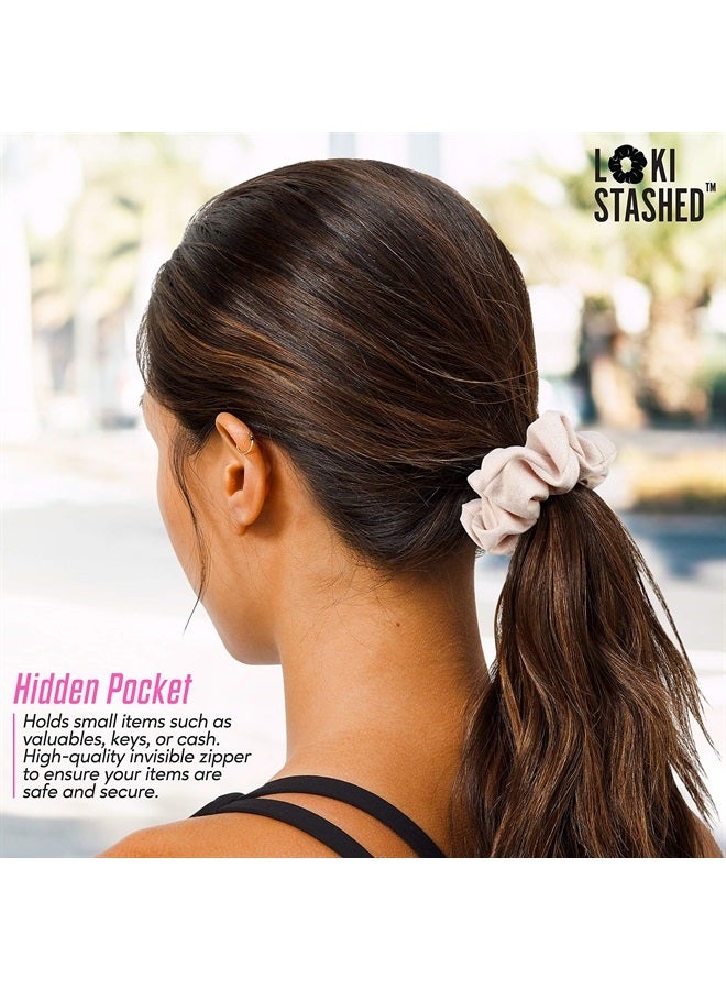 LokiStashed 3-PACK Suede Hair Tie Scrunchies for VSCO Girls & Women, THE ORIGINAL HIDDEN POCKET SCRUNCHIE with Zipper Pocket Storage, Accessories, Small Items, Keys, Money (Pastel) - Image 5