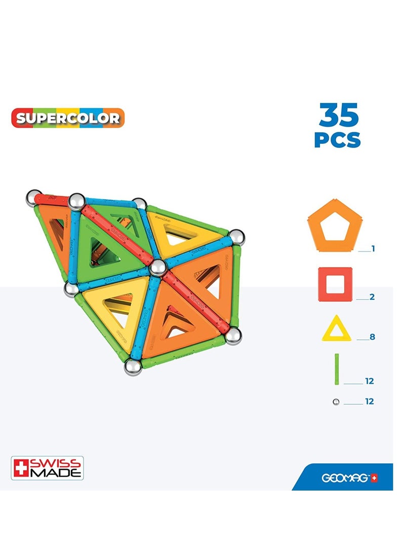 جيوماغ مجموعة البناء المغناطيسية 35 قطعة من لوحات Geomag Supercolor - Image 2