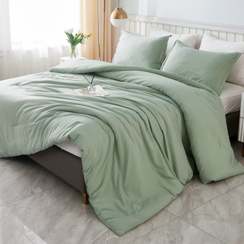 Litanika Litanika Comforters Bluish Grey Twin/Twin XL Size  2 Pieces Lightweight Solid Bedding Set & Collections  All Season Fluffy Bed Set (66x90In Comforter & 1 Pillowcase)  - Image 1