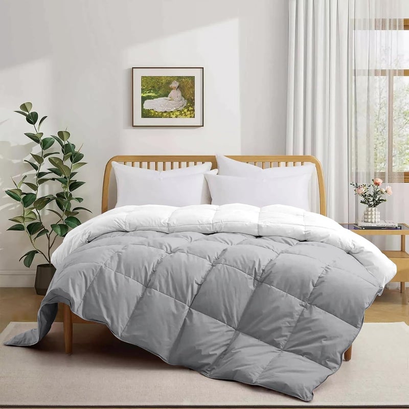 Grace Linen 400 GSM Heavy Winter Comforter for Double Bed Size 90X100 Reversible Restful Sleep Soft Microfiber Double Bed ComforterQuiltDuvetBlanket WhiteSilver Grey - Image 2